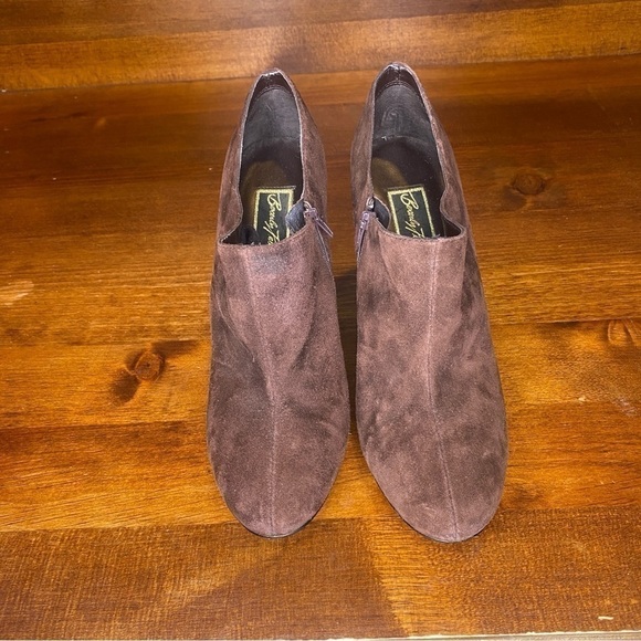 Beverly Feldman chocolate Brown Suede Snakeskin Wedge booties sz 9 - Picture 7 of 15